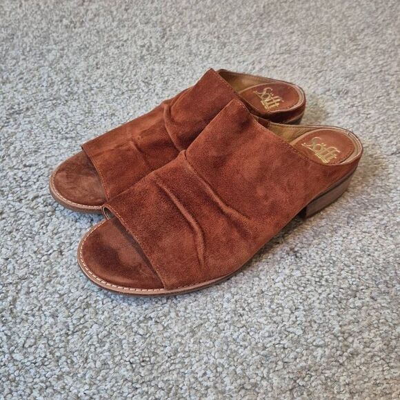 Sofft Netta Sandals Brown Leather Suede Slip On Sandal Size 8 - Picture 1 of 6